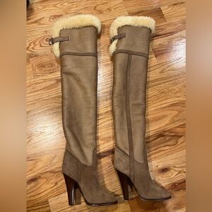 YSL Tomcat shearling boots